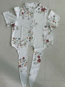 AND Half Sleeves Rayon Off White Tie-Up Shirt