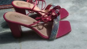 Pink Rhinestone Block Heels 👠