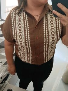 Vintage Style Brown Patterned Shirt