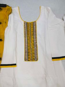 White And Yellow Salwar Suit Set