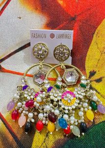 Colorful Beaded Hoop Earrings
