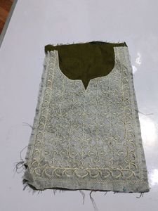 Neck Embroidery Patch Mehendi Green Golden Colour