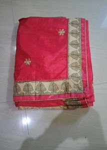 Elegant Pink Embroidered Saree