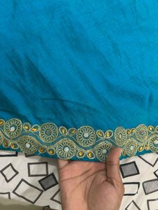 Teal Embellished Ethnic Skirt