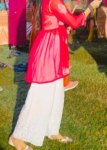 Elegant Pink Embroidered Top with plazo