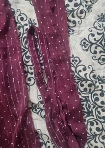 Elegant Burgundy Dotted Wrap Dress