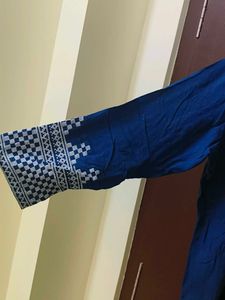 Navy Blue Cotton Blend Shirt