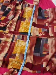 L Size Libas Kurti - Vibrant Red and Yellow Plaid