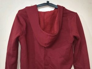 KOTTY Women Full Sleeve Maroon Hooded Sweatshirt