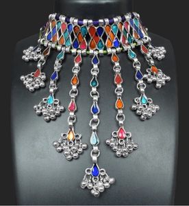 Oxidized Silver Colorful Choker