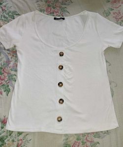 White Button-Down T-Shirt