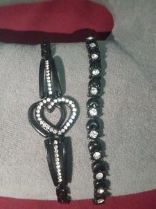 Black & Rhinestone - Set of 2