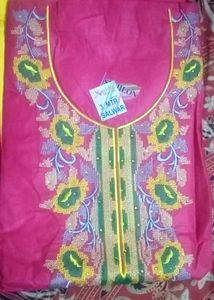 Pink Embroidered Dress Material