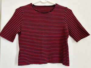 Red And Black Striped Crop Top