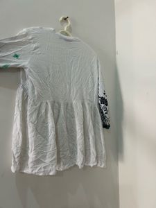 White Floral Printed Aline Top