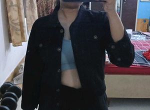Aesthetic Black Crop Denim Jacket