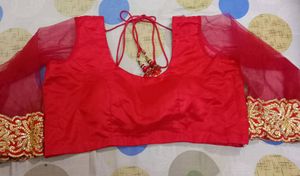red colour soft net saree