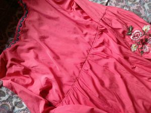 Red Orange Embroidered Bohemian Dress