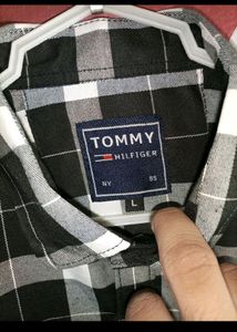 Tommy Hilfiger Black And White Checked Shirt For Men