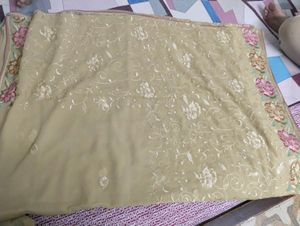 Embroidered Thread Work Saree.