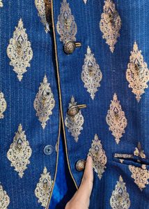 Navy Blue Jacket &amp; Gold Kurta