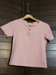 Madame Solid Dusty Pink Round Neck Top