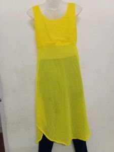 Yellow Middi Dress Can Wear With Jeans