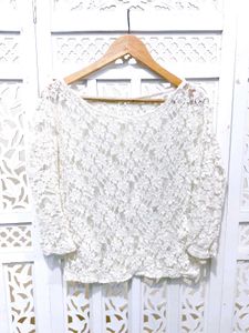 Vintage Inspired Floral Laced Sheer Top A