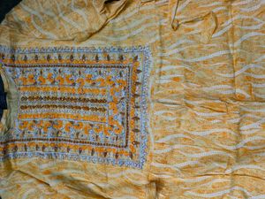 Embroidered Yellow Kurta With Trouser