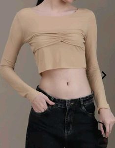 Stylish Beige Crop Top