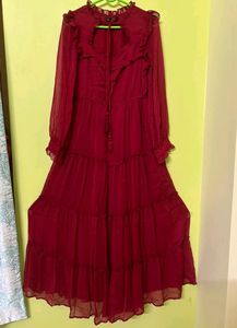 Branded Maroon Color Empire Dress