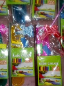 Seven Stationery sets with crayons