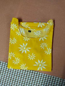 Yellow Floral Print Kurti