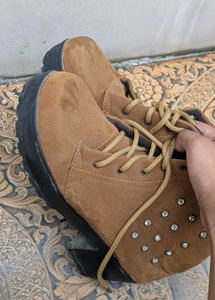 Brown Ankle Boots with Rhinestones - Size 6