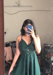 Green back open sexy dress
