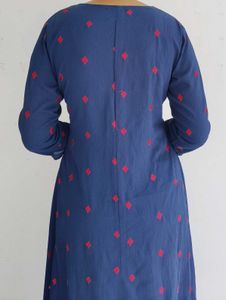 Navy Blue Printed Kurti Dress – Elegant &amp; Comfy! ✨