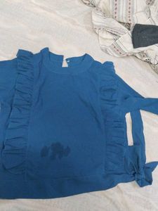 Blue Ruffle Top