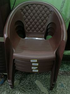 Set Of 4 Brown Plastic Armchair