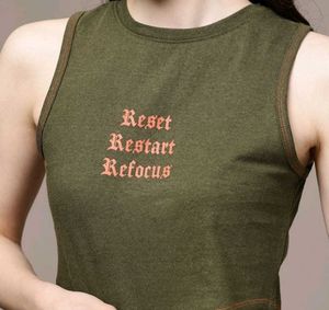 Olive Green Graphic Crop Top