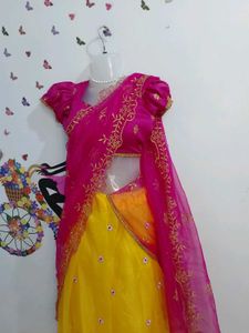Pink Yellow Flowers Lehnga 🪄