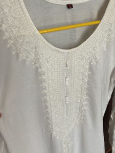 Elegant White Embroidered Kurta