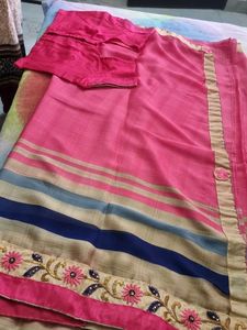 Elegant Pink Saree with Blouse