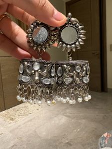 Statement Silver Jhumka Earrings