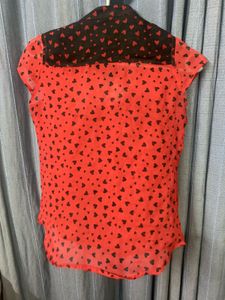 Red Heart Print Top