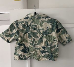 Leaf Print Cropped Shirt, Bust-36/38