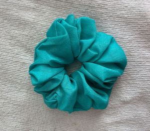 Teal Satin Scrunchie