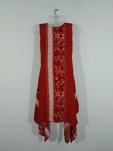 A Line Red Printed Kurta Women&#39;s