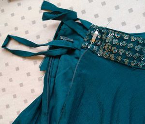 Teal Crop Top and Skirt Set