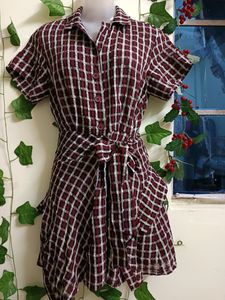 Checked Korean Shirt Dress