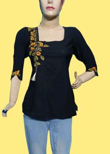 Embroidered Black Kurta